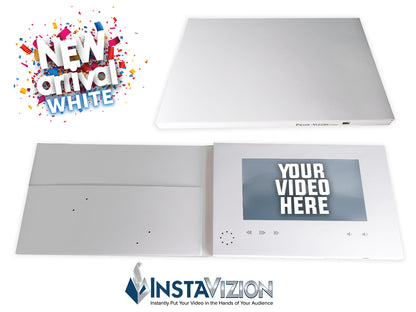 InstaVizion Blank Video Brochure | 7" HD Video Screen with Pocket & Business Card Slits | Free Fast Shipping | Upload Your Own Video(s) | Rechargeable