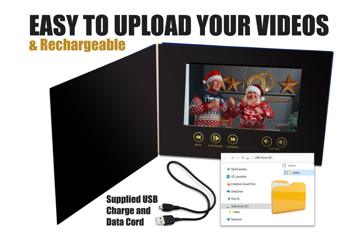 PRE-SALE! Holiday Video Cards | 7" HD LCD Video Screen | Upload Your Own Video(s) | Rechargeable