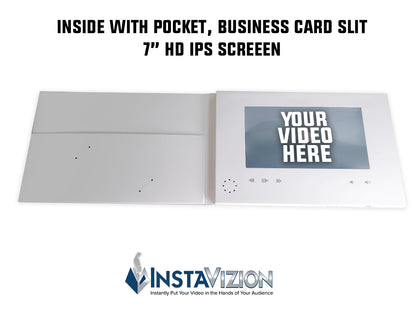 InstaVizion Blank Video Brochure | 7" HD Video Screen with Pocket & Business Card Slits | Free Shipping | Upload Your Own Video(s) | Rechargeable